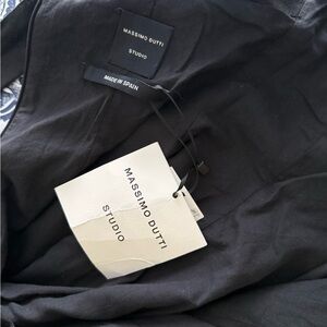 Massimo Dutti Elegant Black Maxi Dress Bow Straps